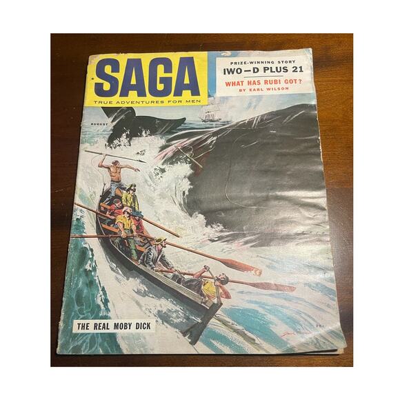 Saga Magazine | August 1954 | The Real Moby Dick | Pulp Adventure | Vintage - Picture 1 of 5
